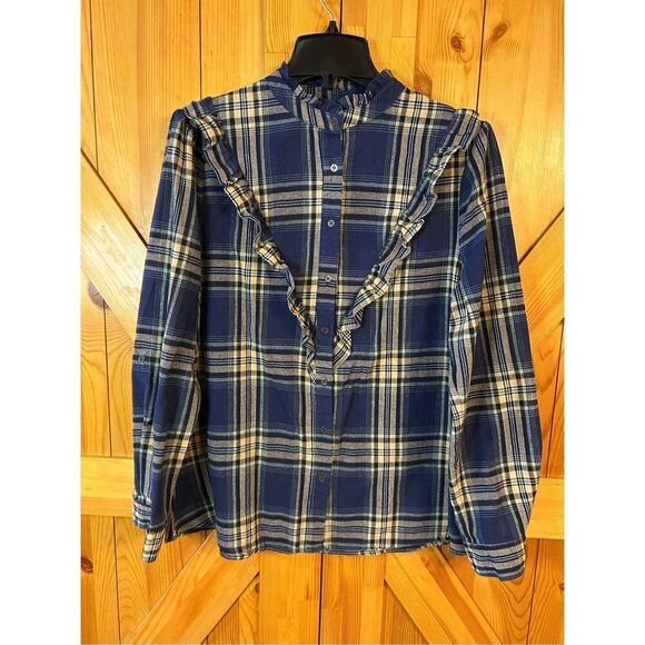 Entro Women’s Plaid Button Up Blouse Shirt Size Large (8322) - Picture 1 of 6